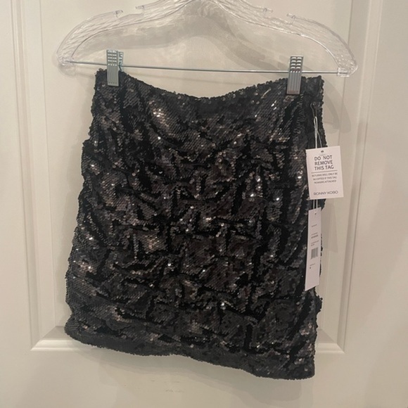 NWT Ronny Kobo Black Sequin Betty Skirt - Picture 2 of 10